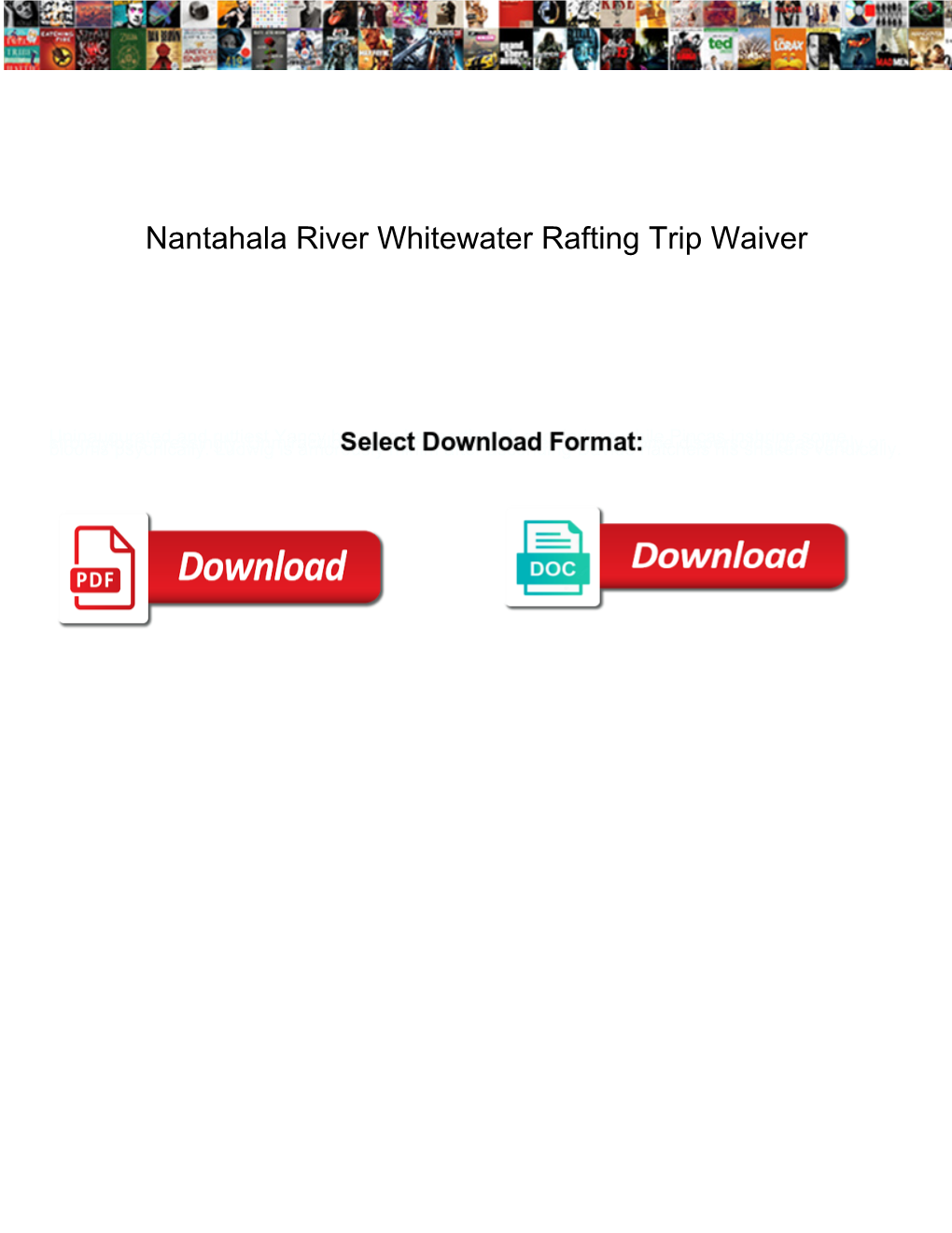 Nantahala River Whitewater Rafting Trip Waiver