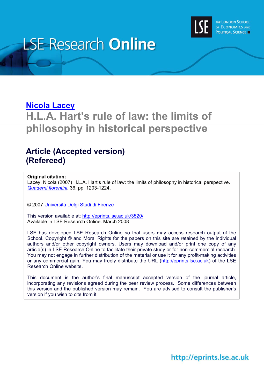 HLA Hart's Rule Of