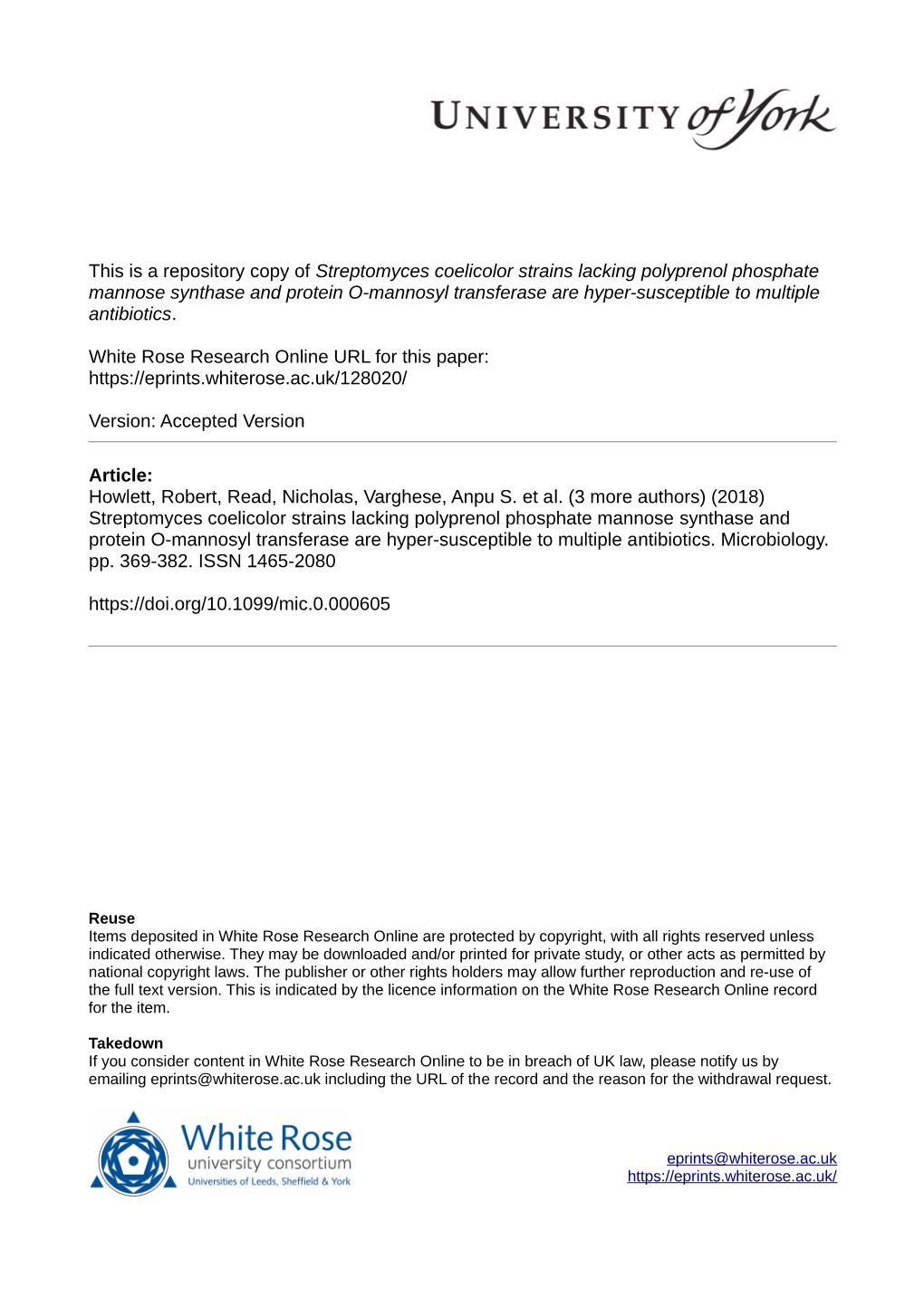 Streptomyces Coelicolor Strains Lacking Polyprenol Phosphate Mannose Synthase and Protein O-Mannosyl Transferase Are Hyper-Susceptible to Multiple Antibiotics