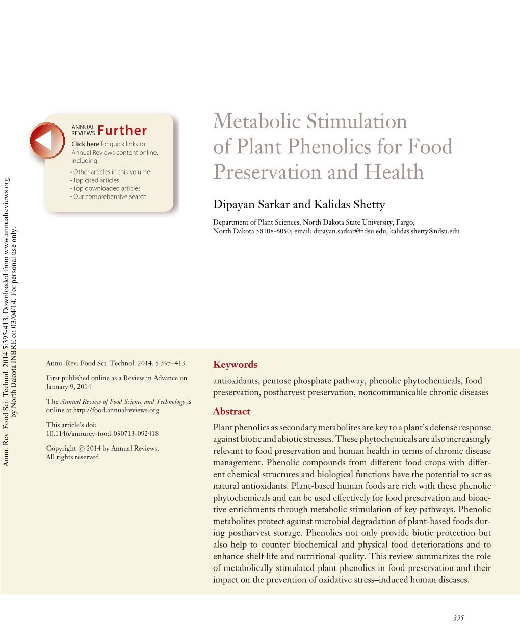 Metabolic Stimulation of Plant Phenolics for Food Preservation and Health