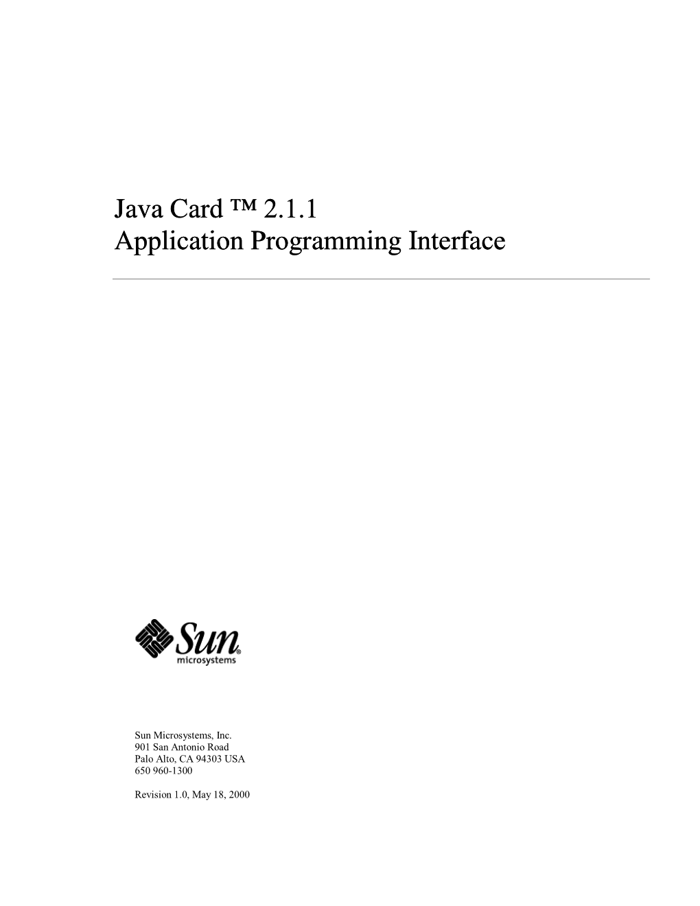 Java Card ™ 2.1.1 Application Programming Interface