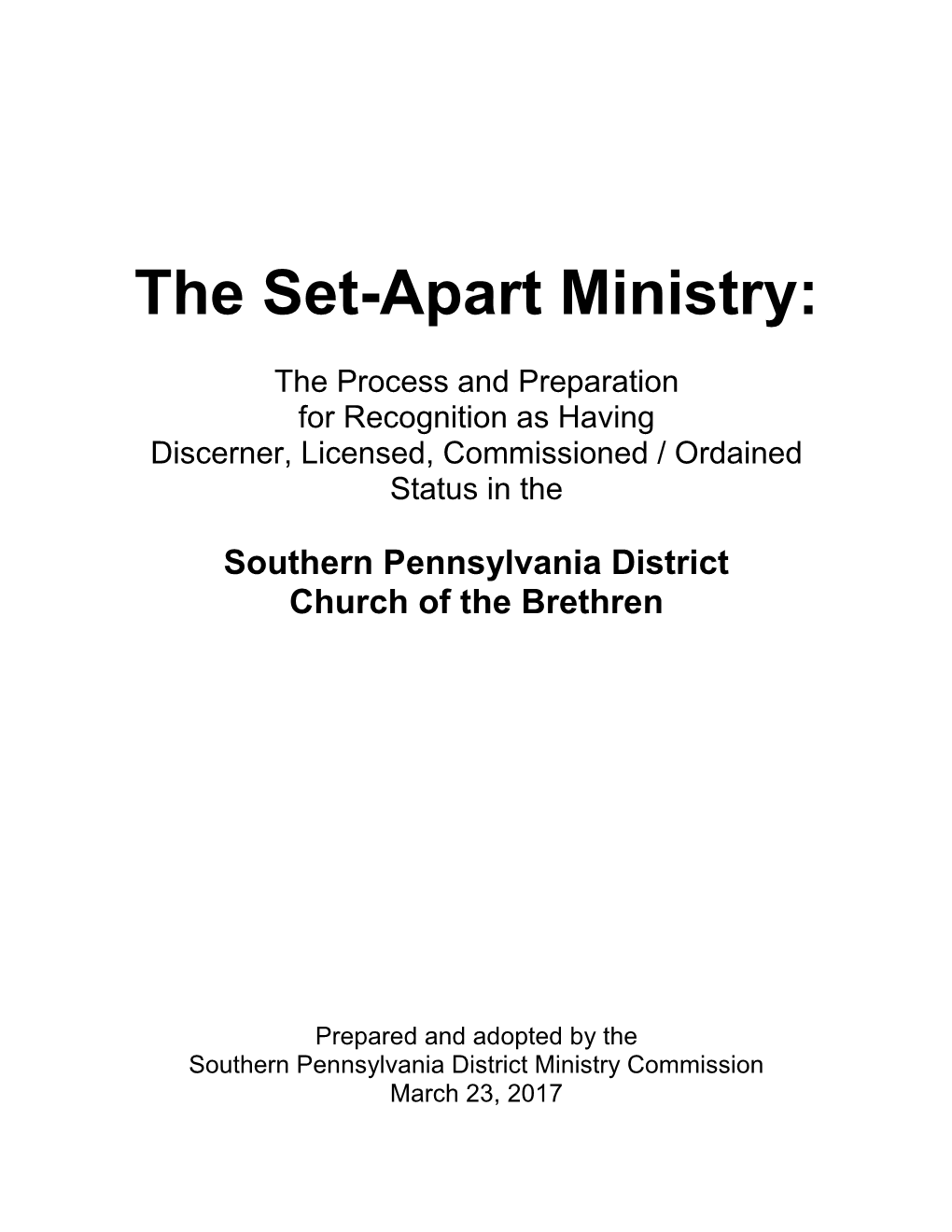 The Set-Apart Ministry