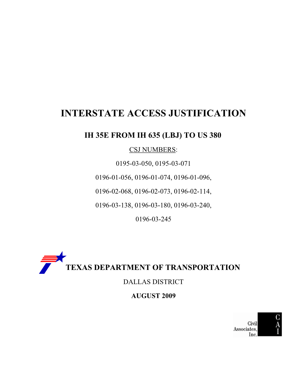 Interstate Access Justification