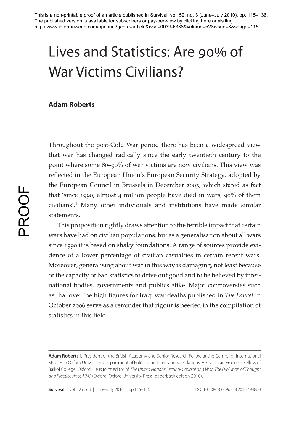 Lives and Statistics: Are 90% of War Victims Civilians?