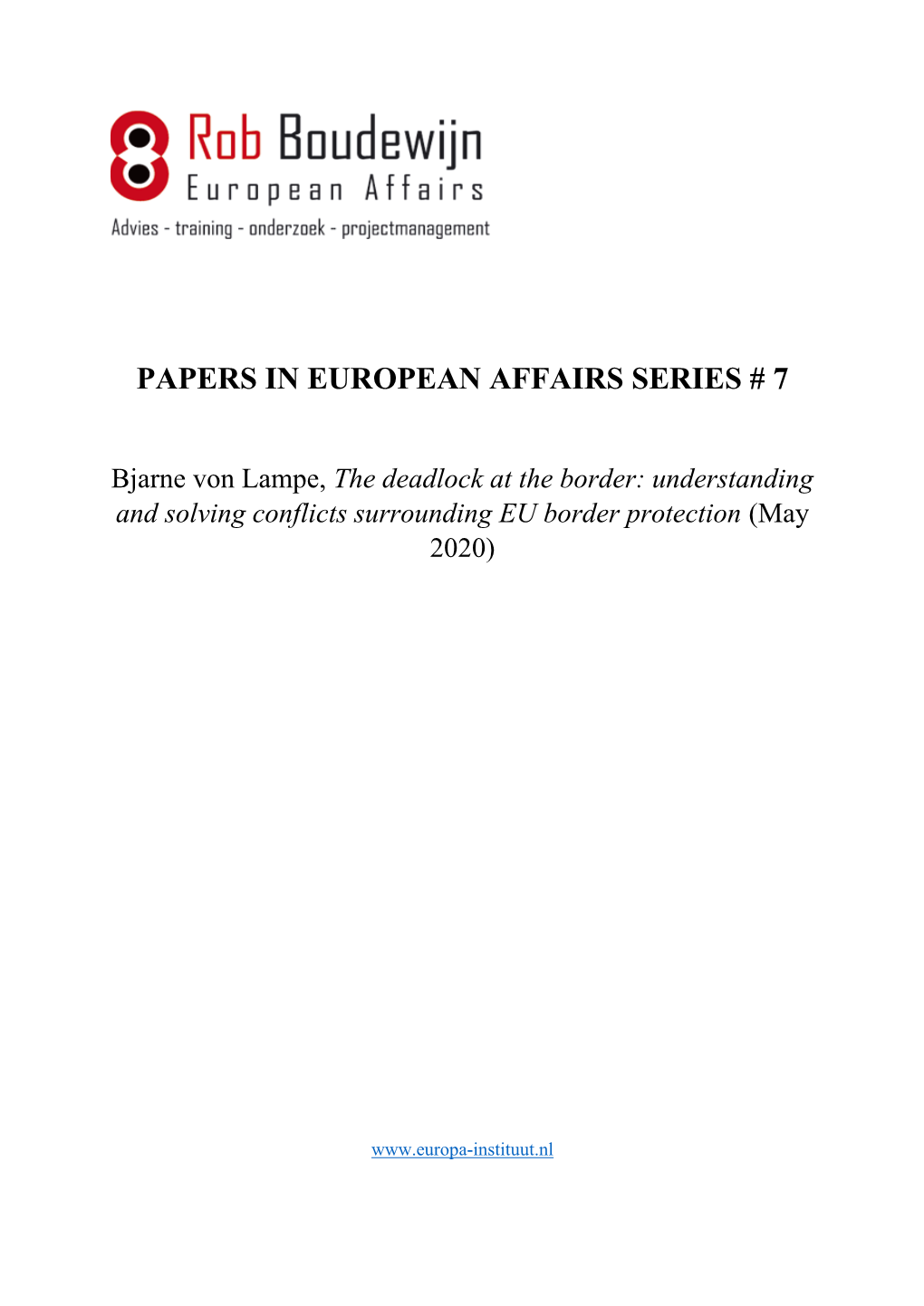 Papers in European Affairs Series # 7