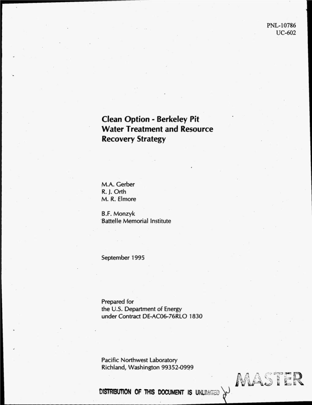 Berkeley Pit Water Treatment and Resource Recovery Strategy