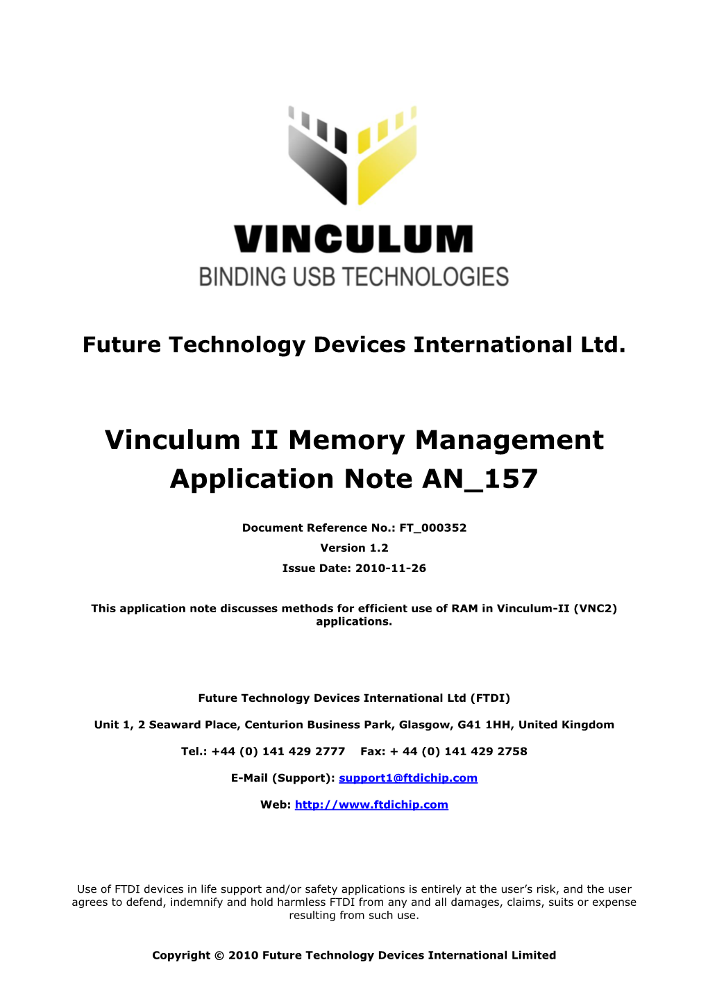 Vinculum II Memory Management Application Note an 157