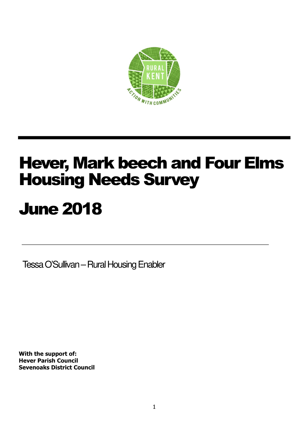 Hever, Mark Beech and Four Elms Housing Needs Survey June 2018