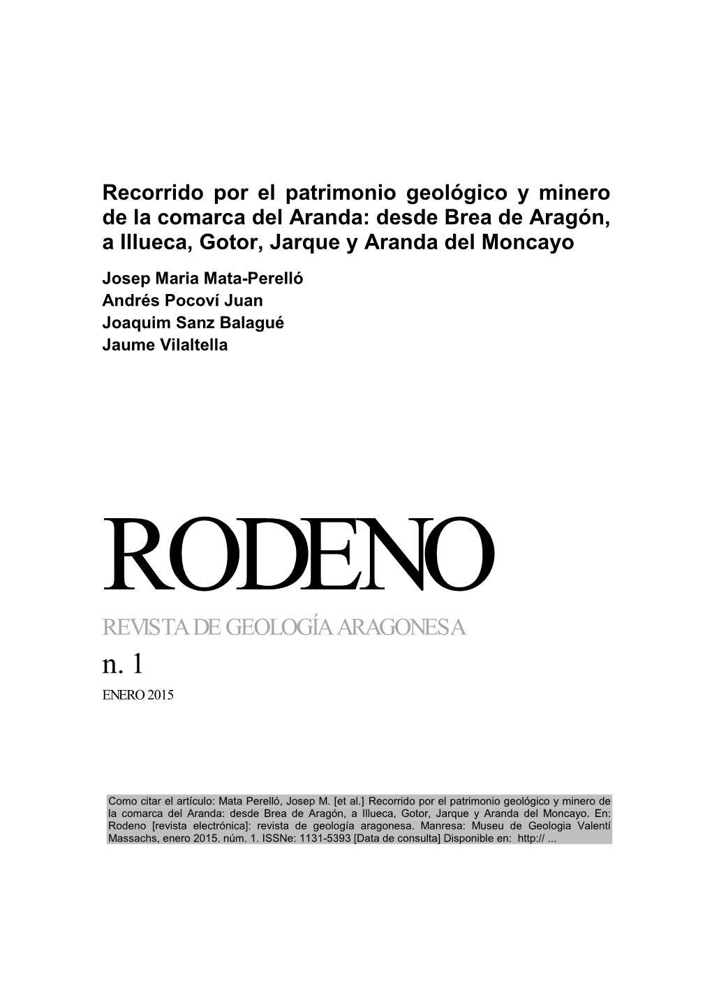 Desde Brea De Aragón, a Illueca, Gotor, Jarque Y Aranda Del Moncayo Josep Maria Mata-Perelló Andrés Pocoví Juan Joaquim Sanz Balagué Jaume Vilaltella