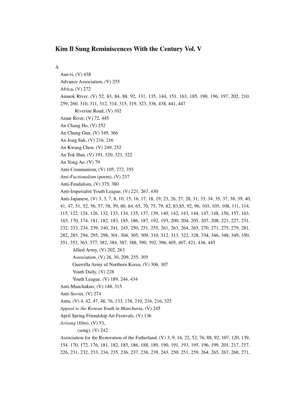 Kim Il Sung Reminiscences with the Century Vol. V