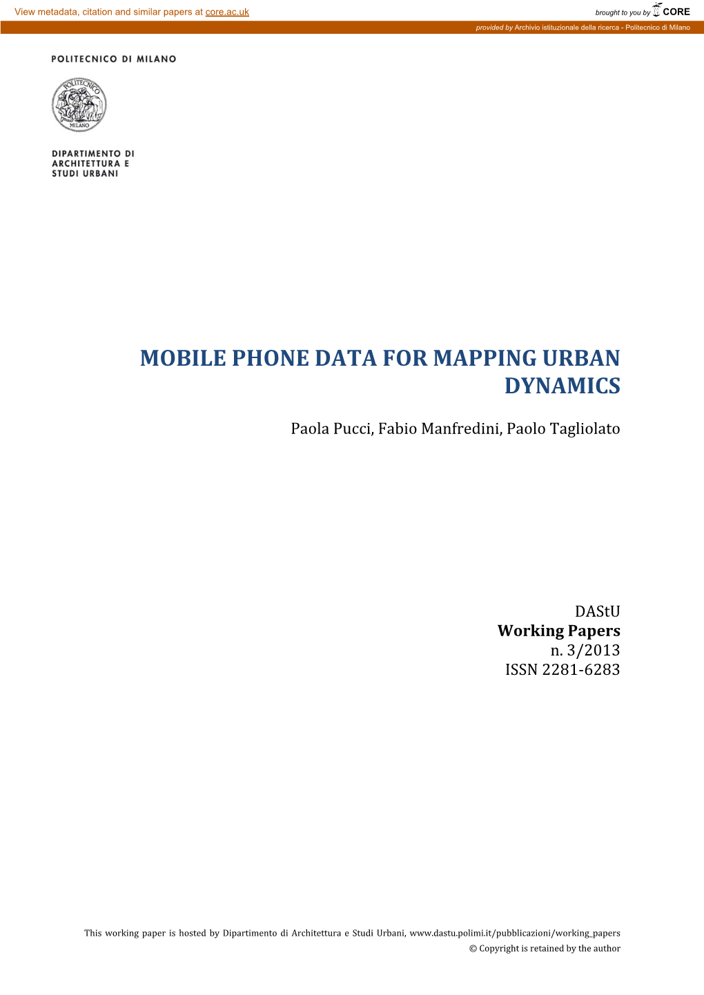 Mobile Phone Data for Mapping Urban Dynamics