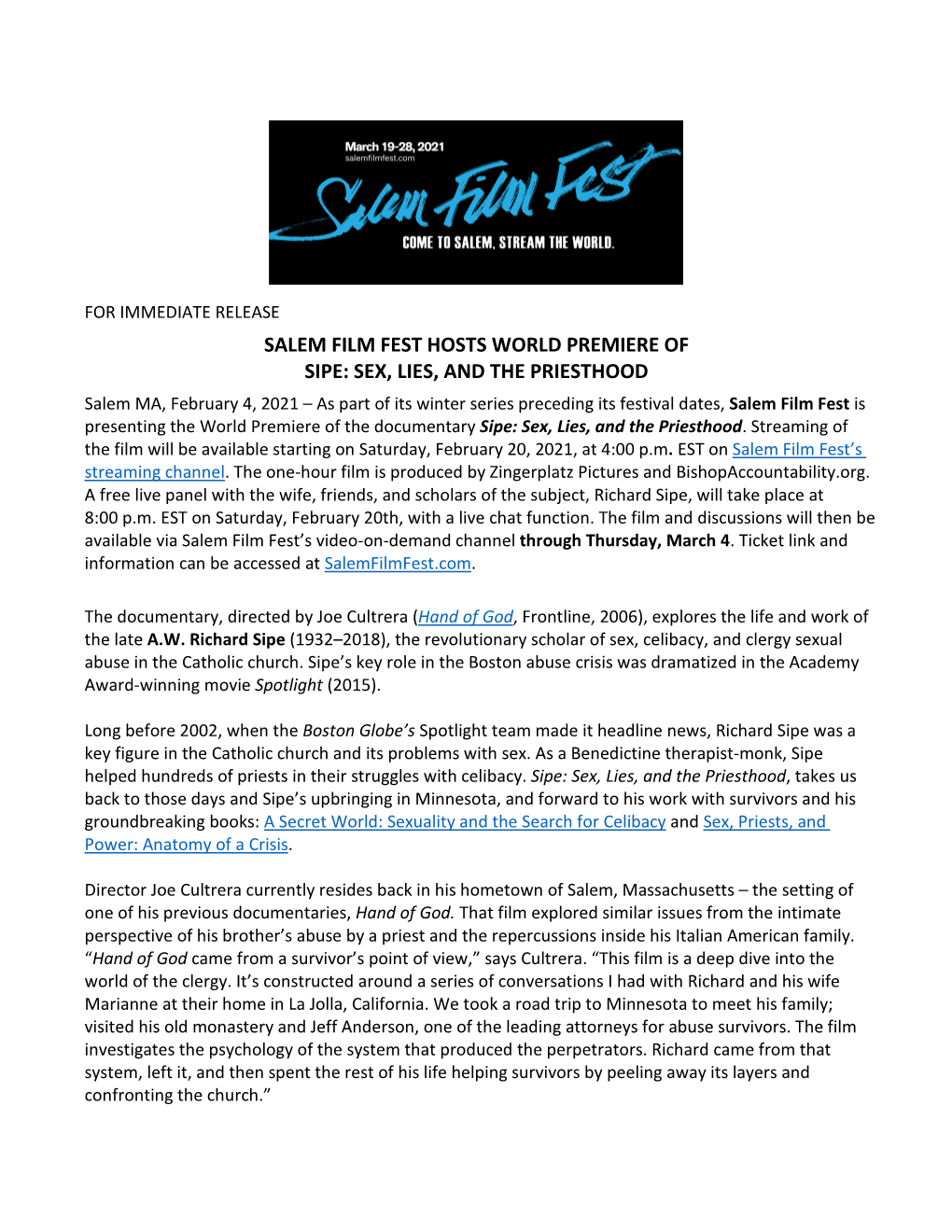 Salem Film Fest Hosts World Premiere