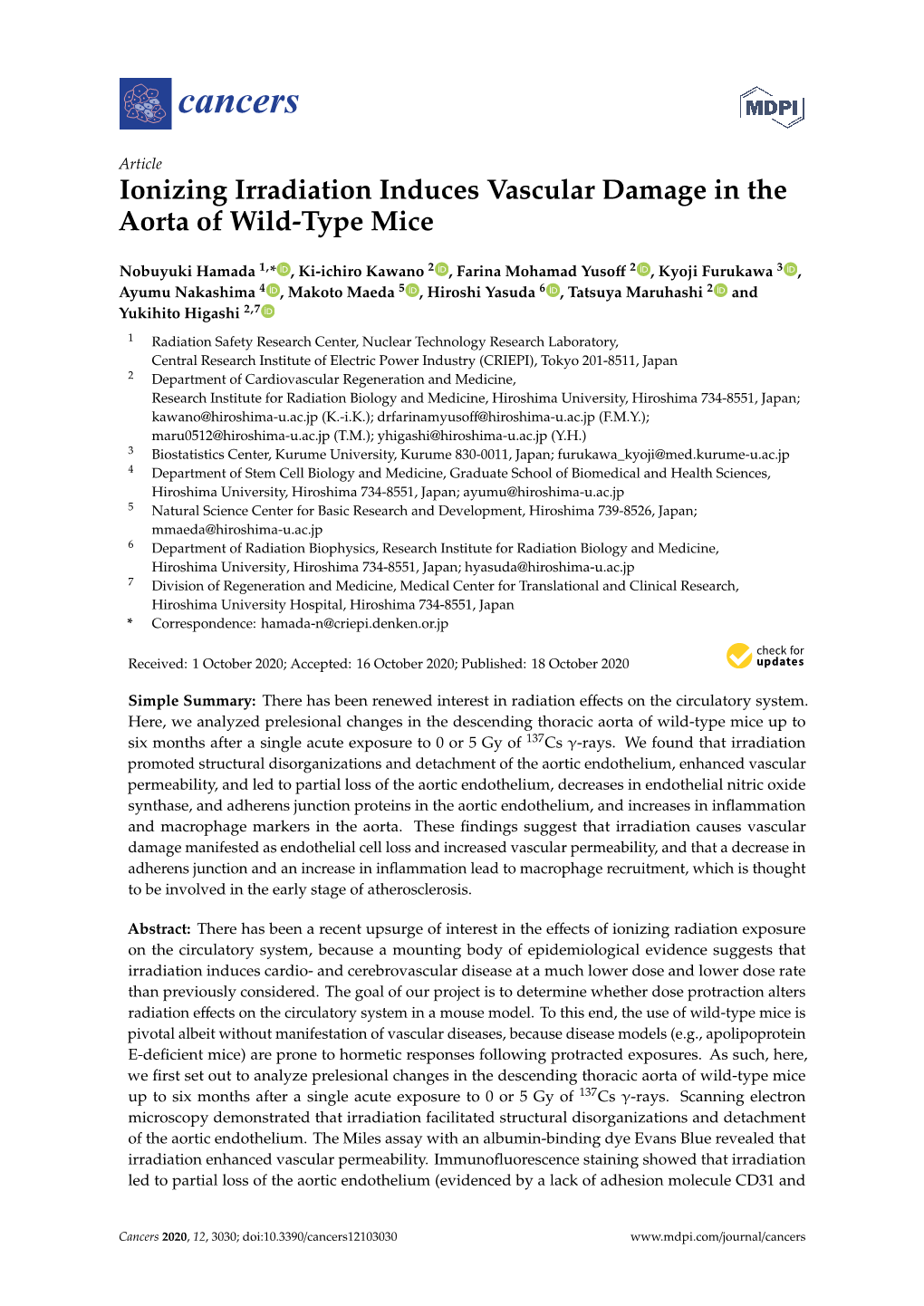 Ionizing Irradiation Induces Vascular Damage in the Aorta of Wild-Type Mice