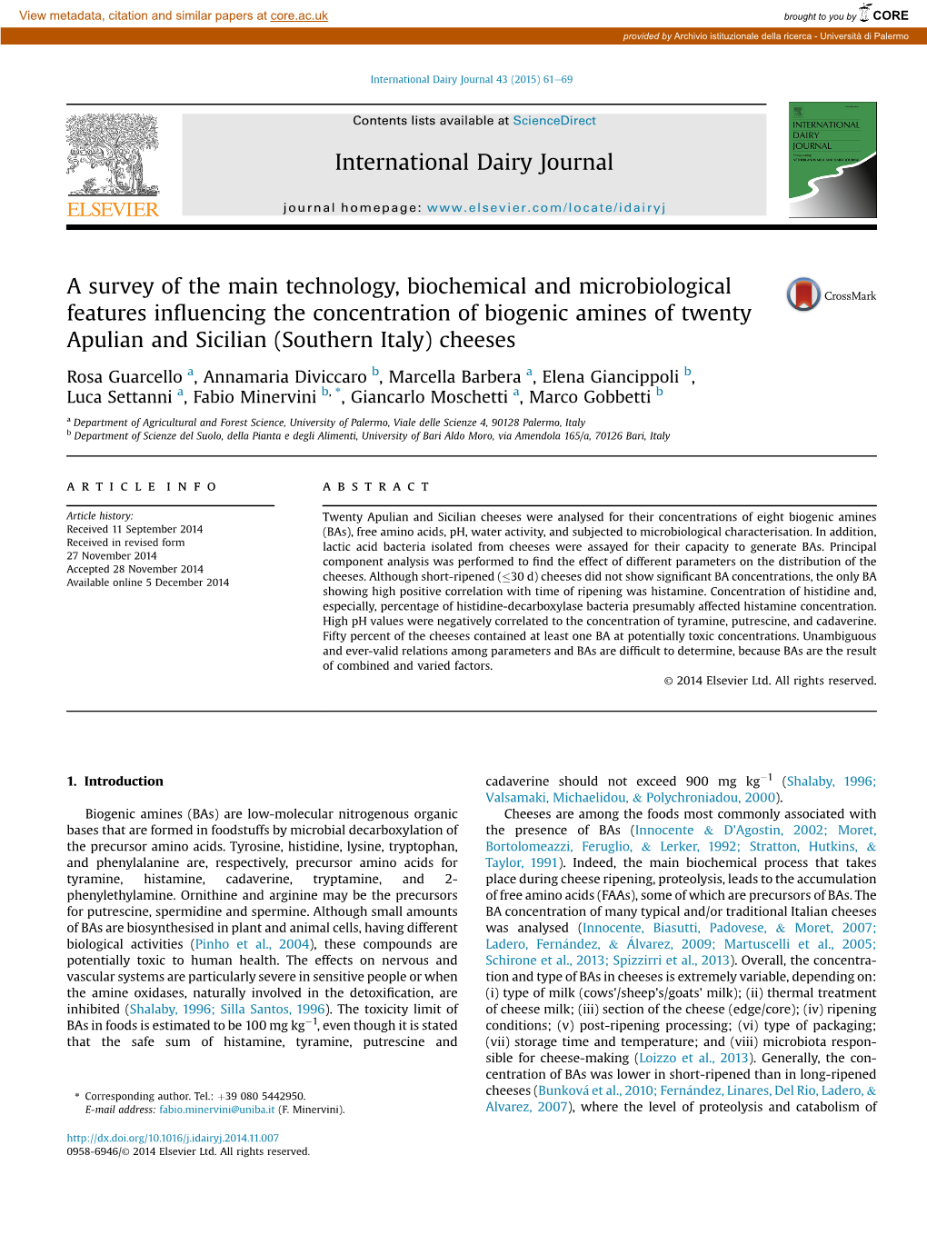 A Survey of the Main Technology, Biochemical and Microbiological