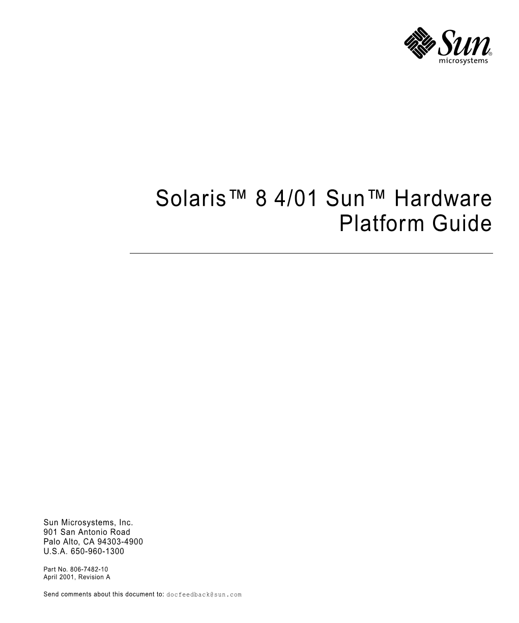 Solaris 8 4/01 Sun Hardware Platform Guide