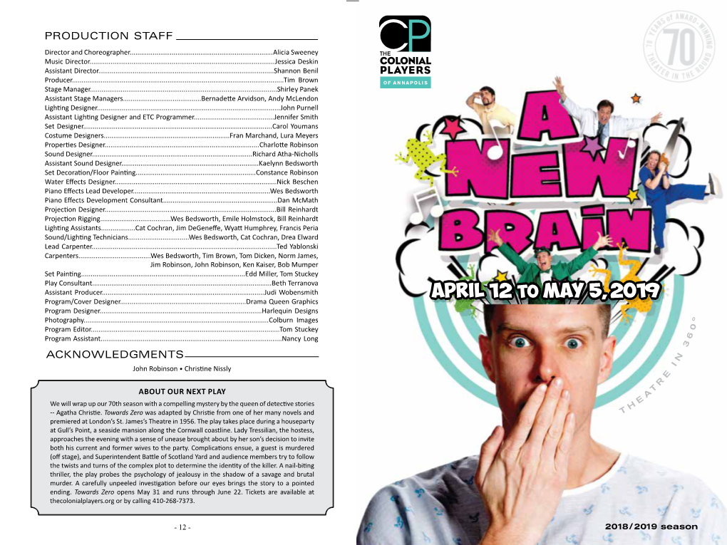 A New Brain Playbill