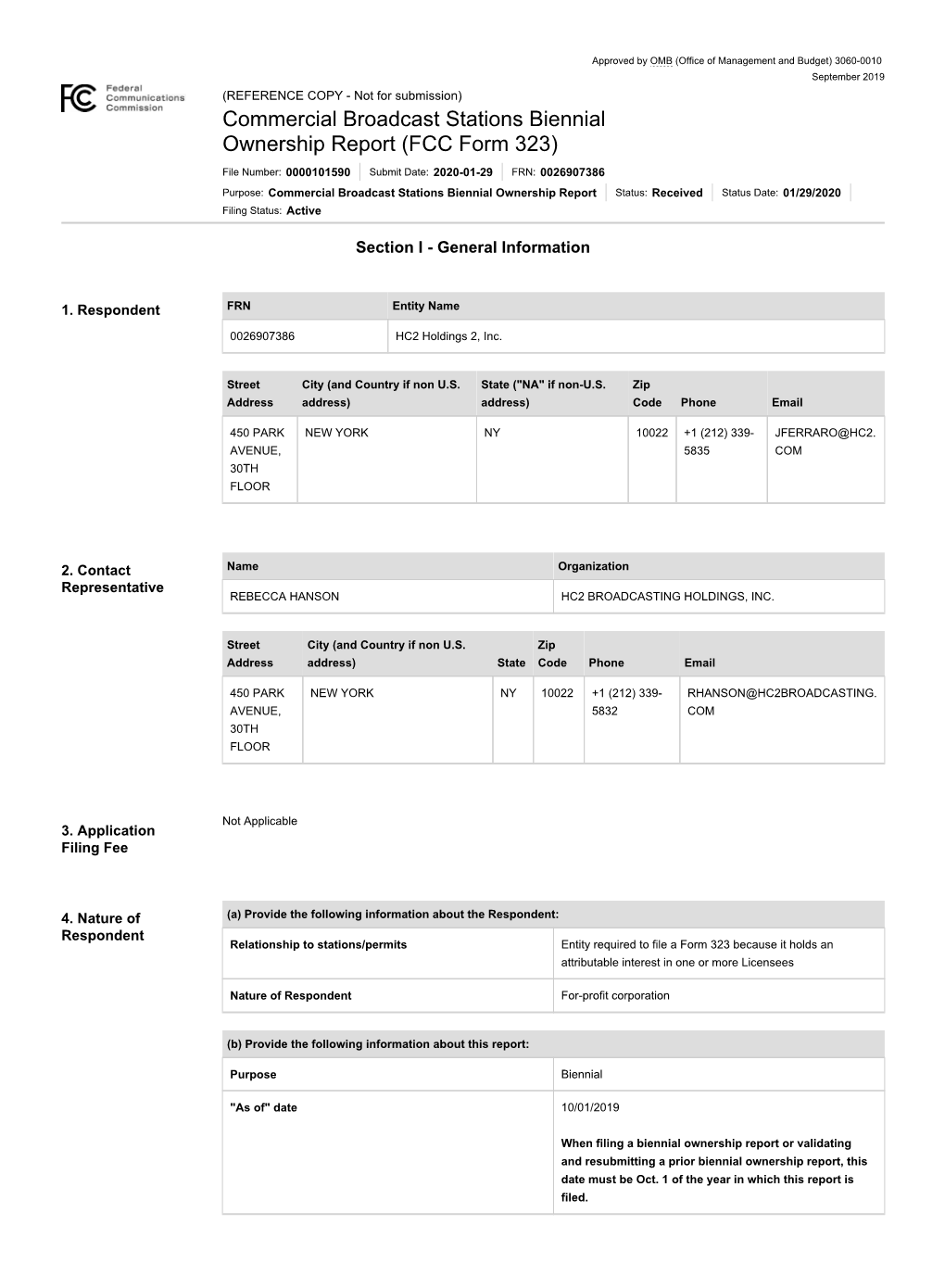 Commercial Broadcast Stations Biennial Ownership Report (FCC Form 323)