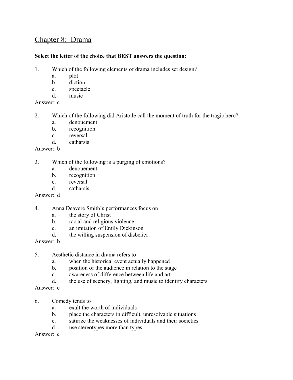 Chapter 8: Sample Test Questions