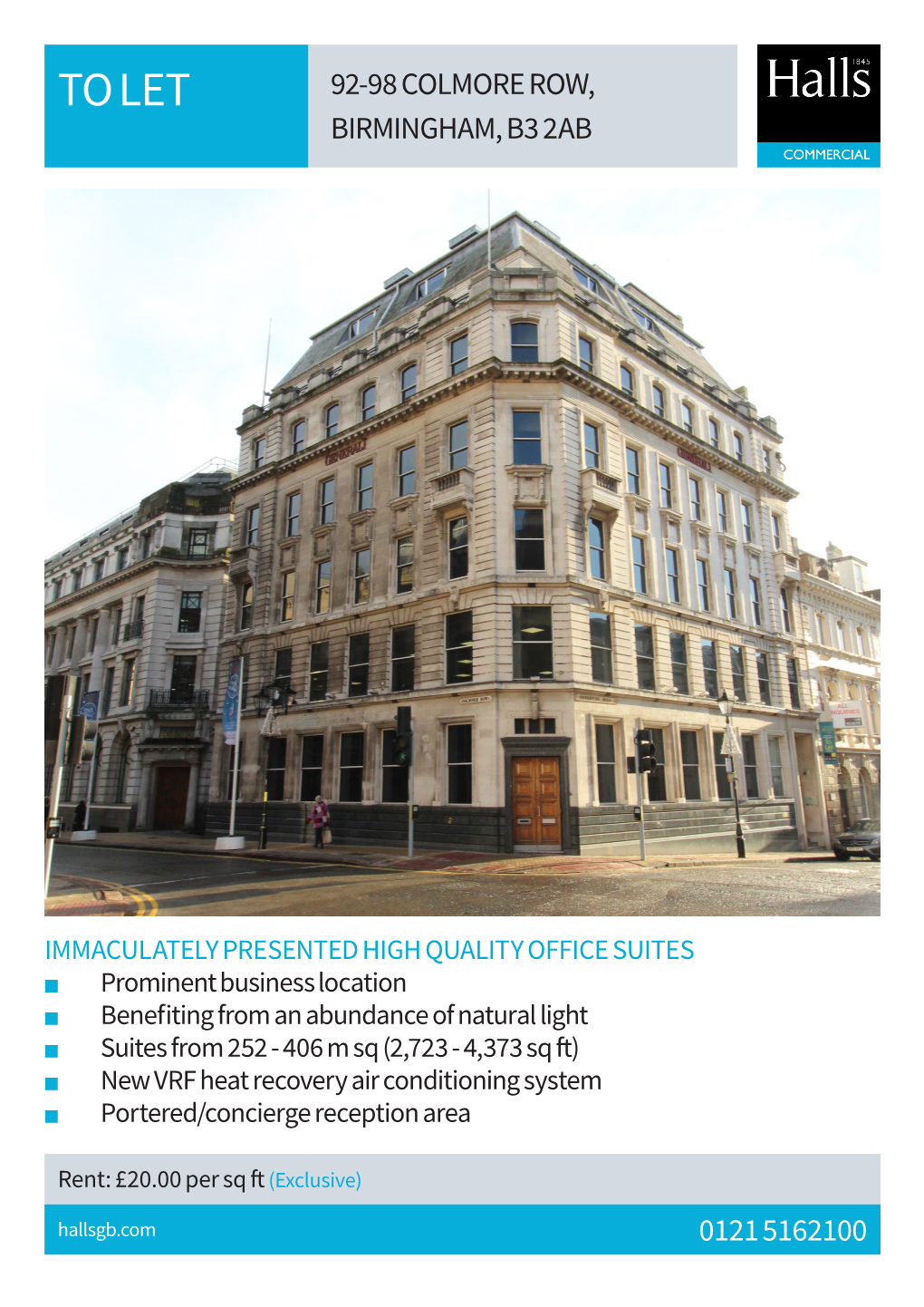 To Let 92-98 Colmore Row, Birmingham, B3 2Ab