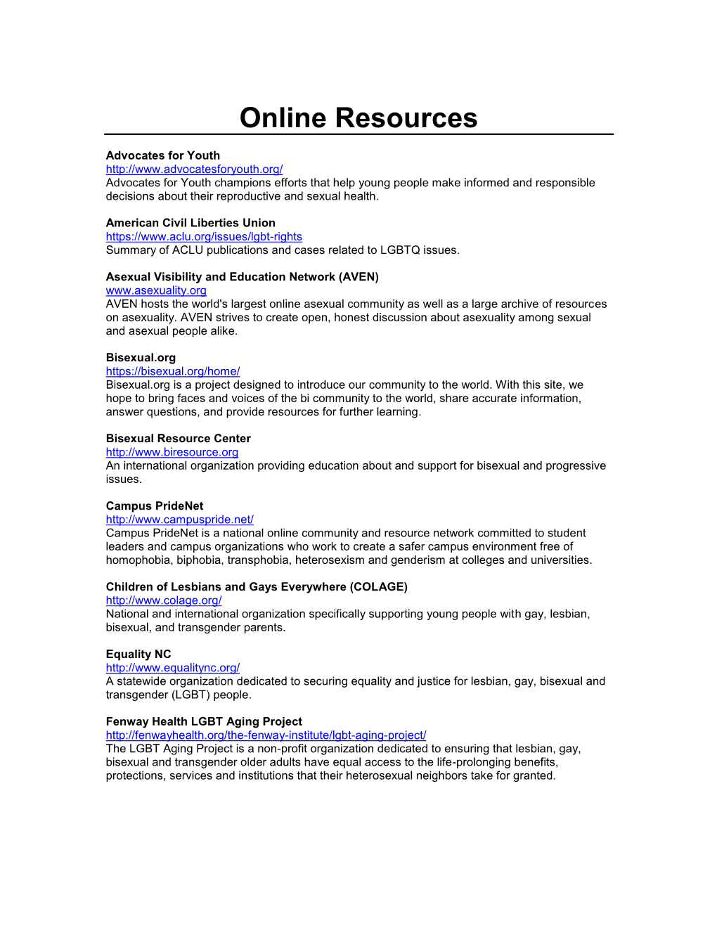 National Resource Guide