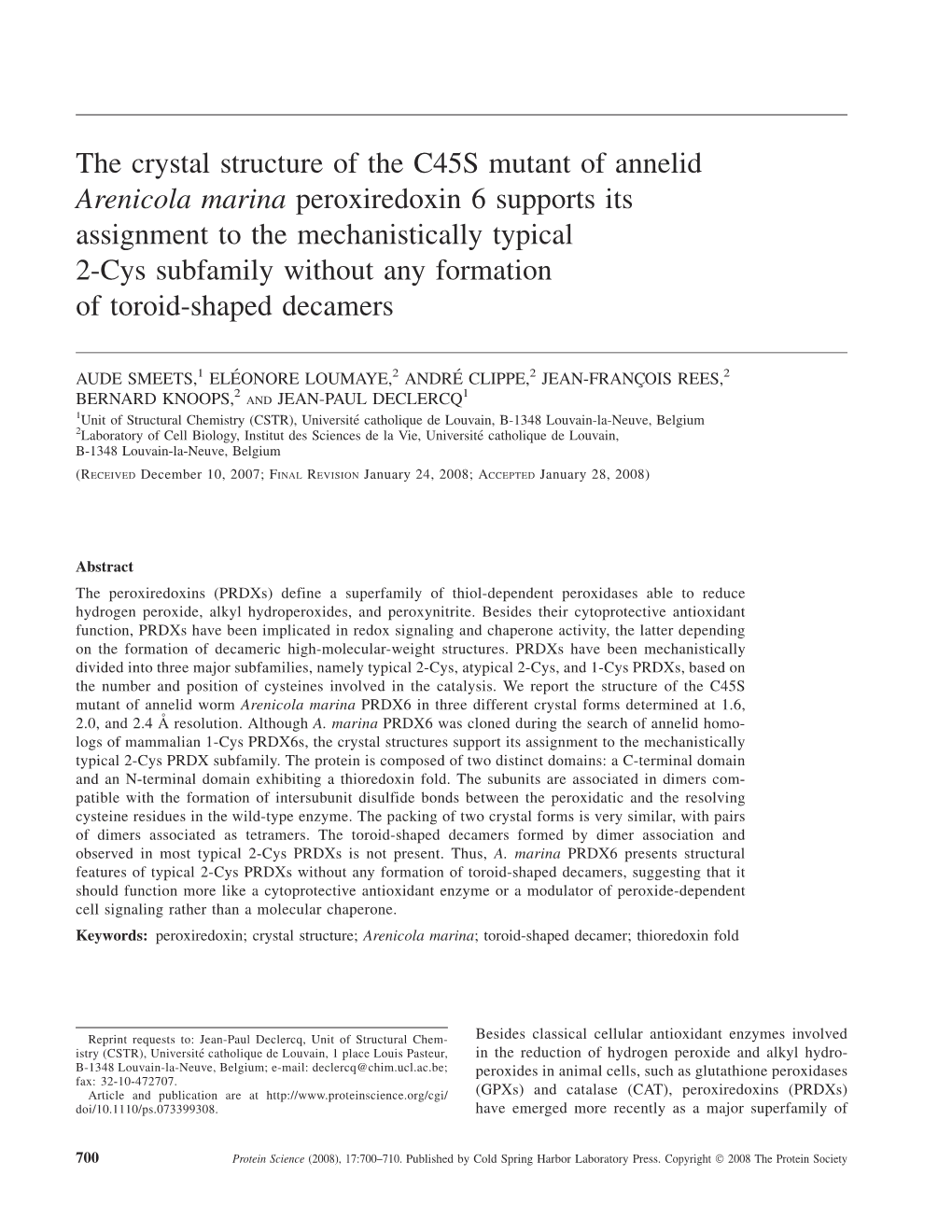 The Crystal Structure of the C45S Mutant of Annelid Arenicola Marina