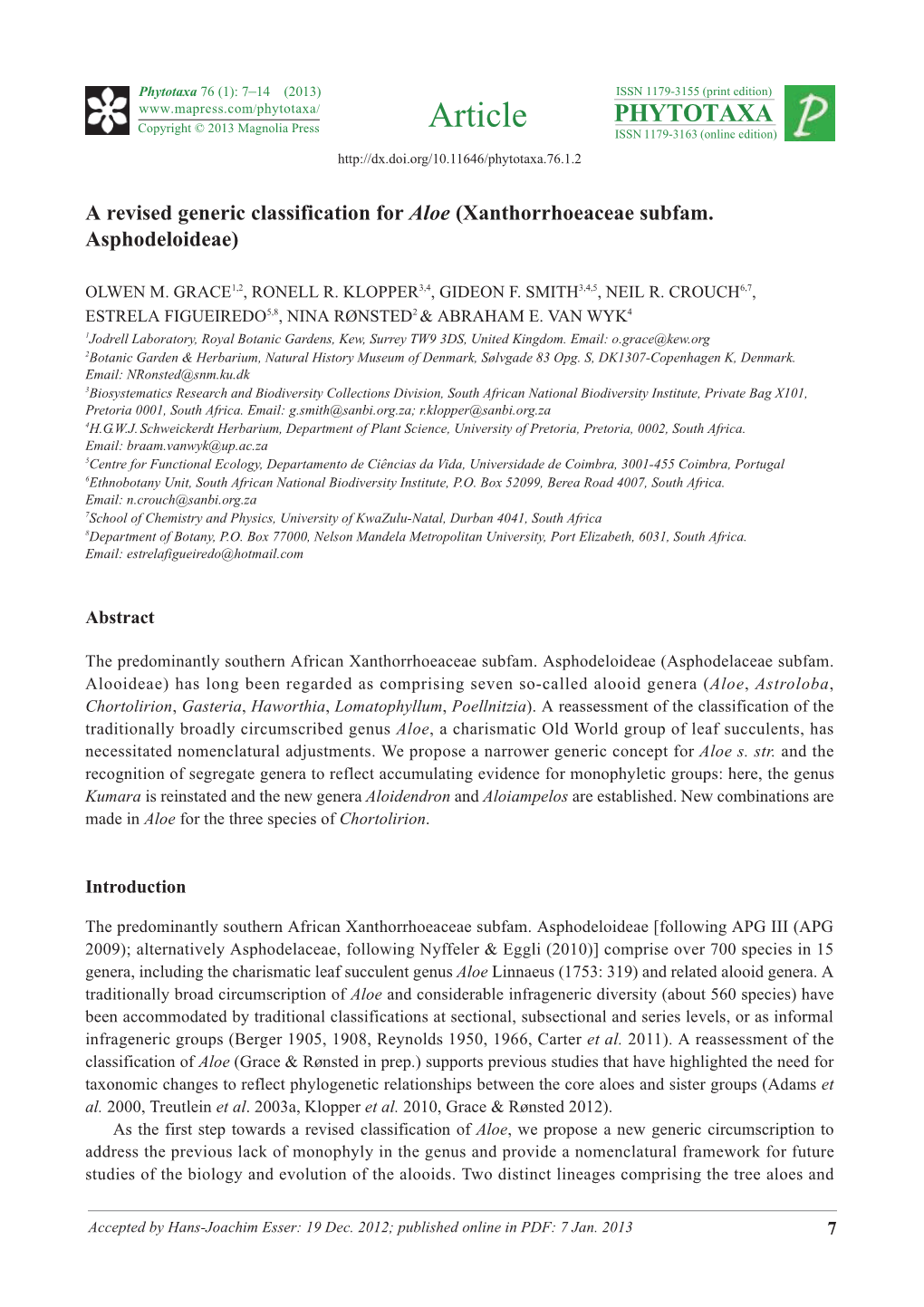 Article PHYTOTAXA Copyright © 2013 Magnolia Press ISSN 1179-3163 (Online Edition)