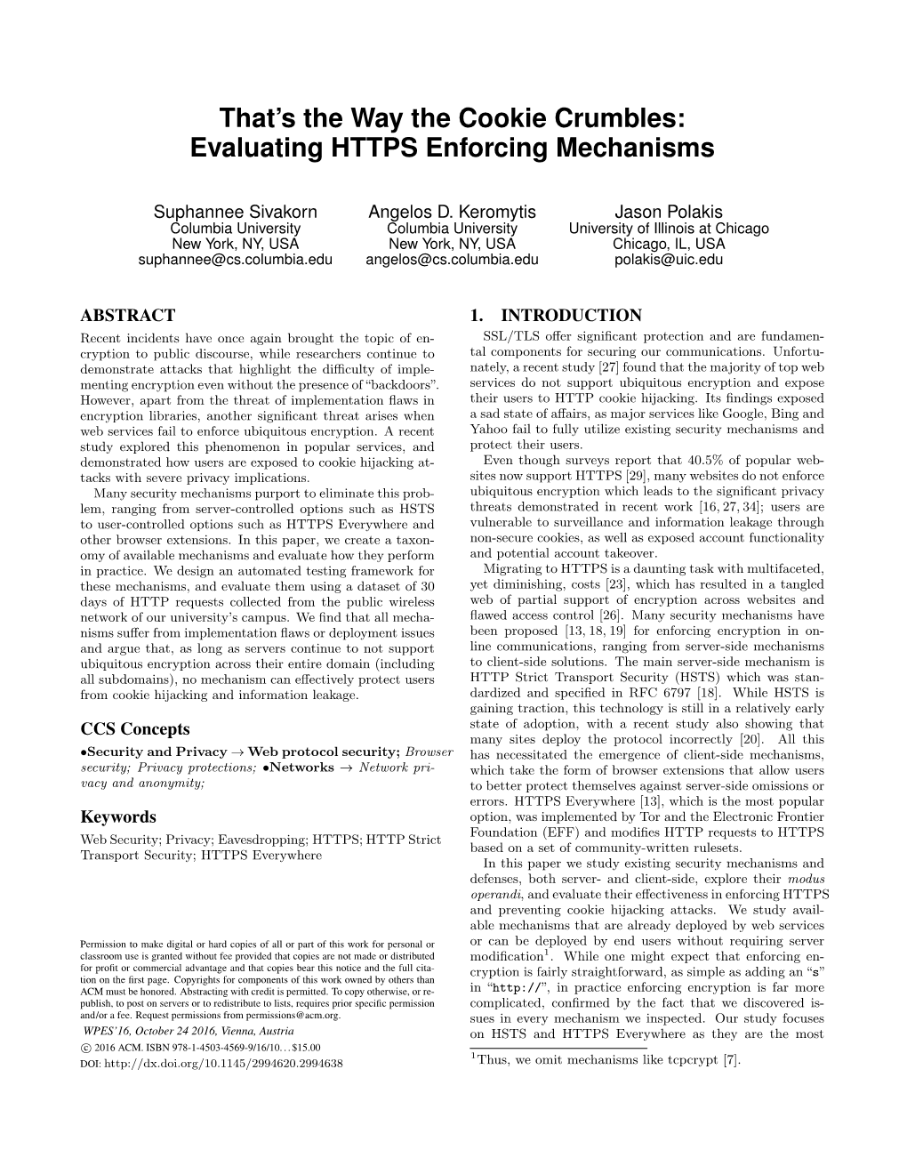 That's the Way the Cookie Crumbles: Evaluating HTTPS Enforcing