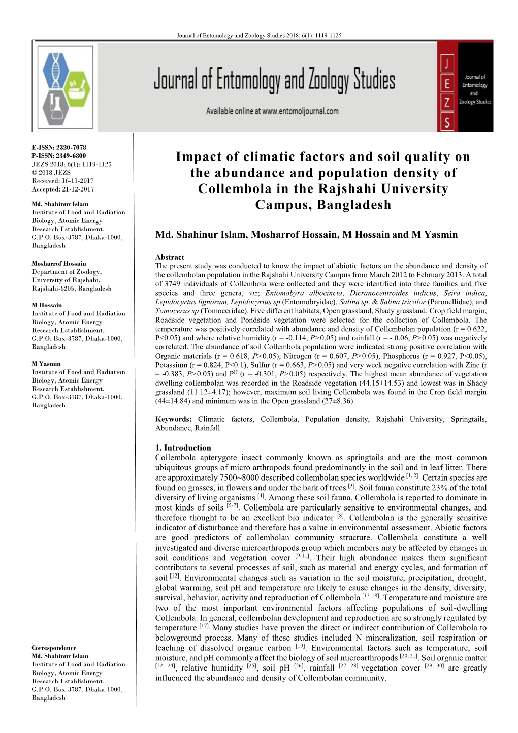 Impact of Climatic Factors and Soil Quality on the Abundance And