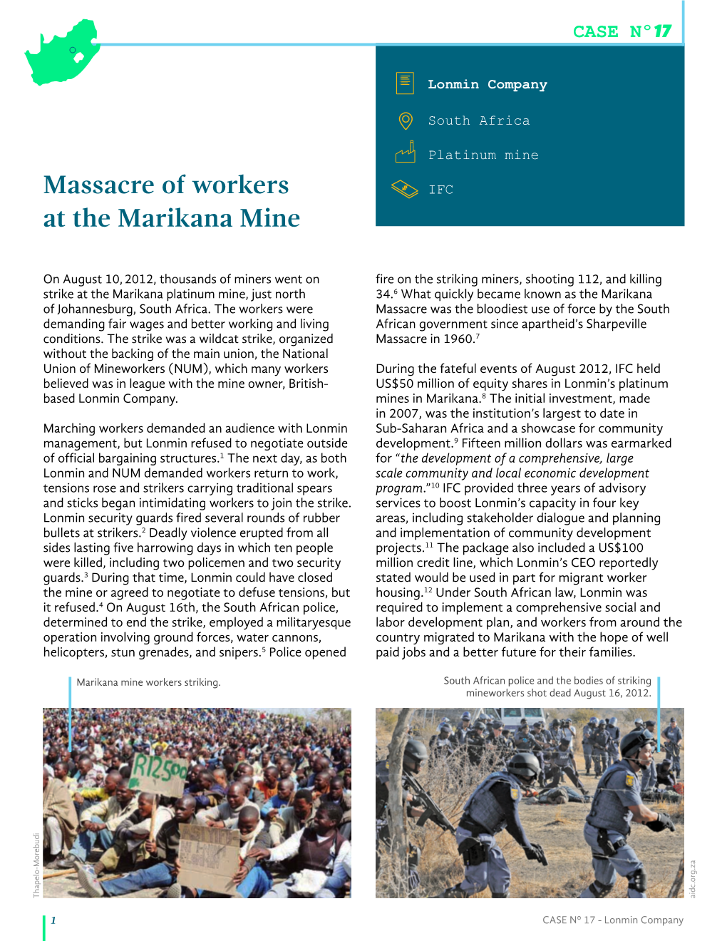 Massacre of Workers at the Marikana Mine