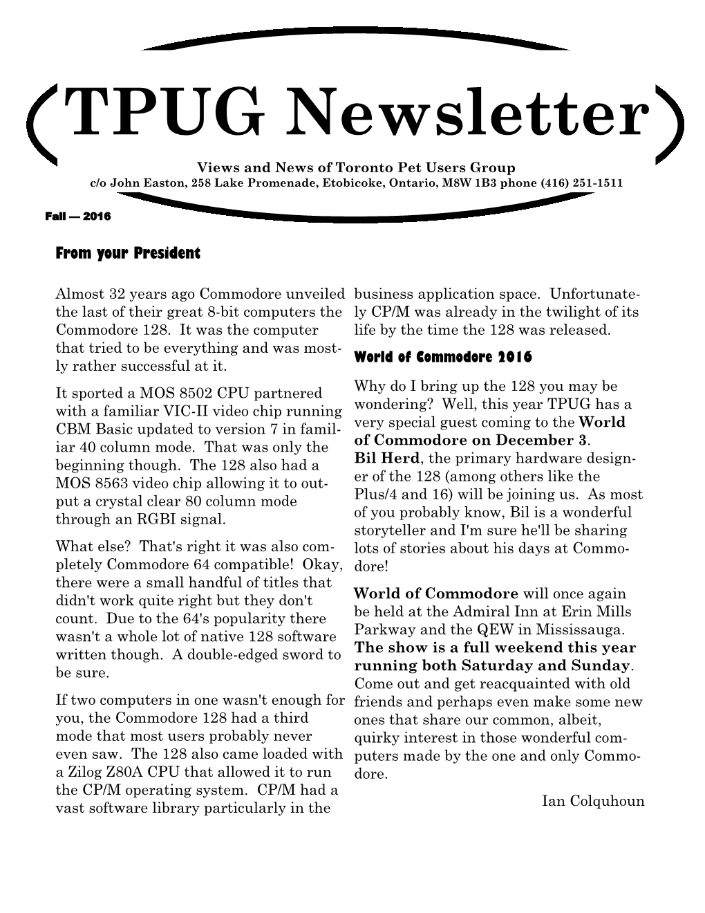 FALL 2016 TPUG NEWSLETTER PAGE 11 Meeting Summaries Steve Gray