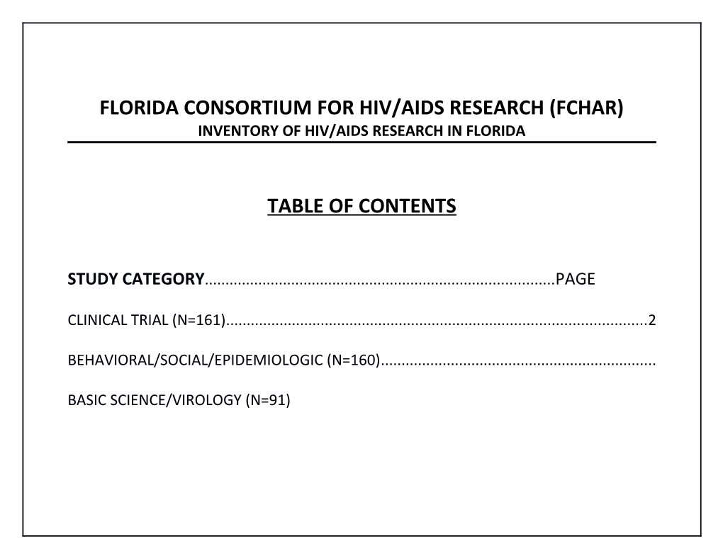 Florida Consortium for Hiv/Aids Research (Fchar)