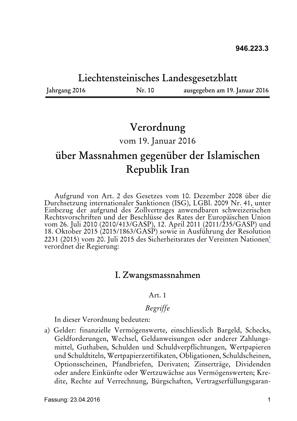 Verordnung Über Massnahmen Gegenüber Der Islamischen