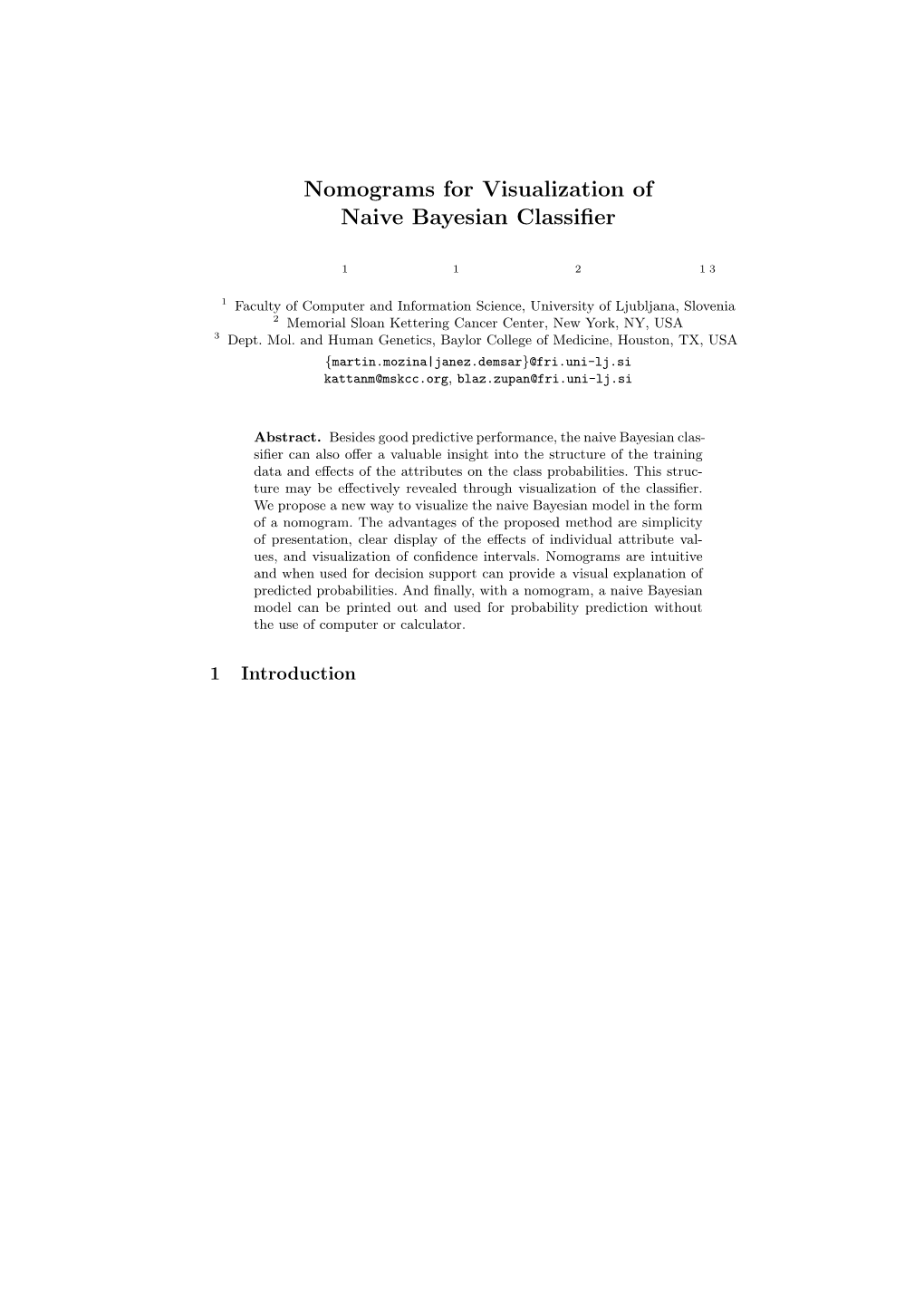 Nomograms for Visualization of Naive Bayesian Classifier