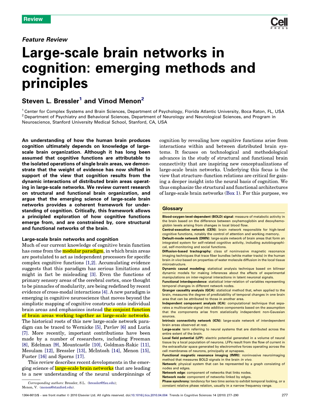 Large-Scale Brain Networks in Cognition: Emerging Methods and Principles