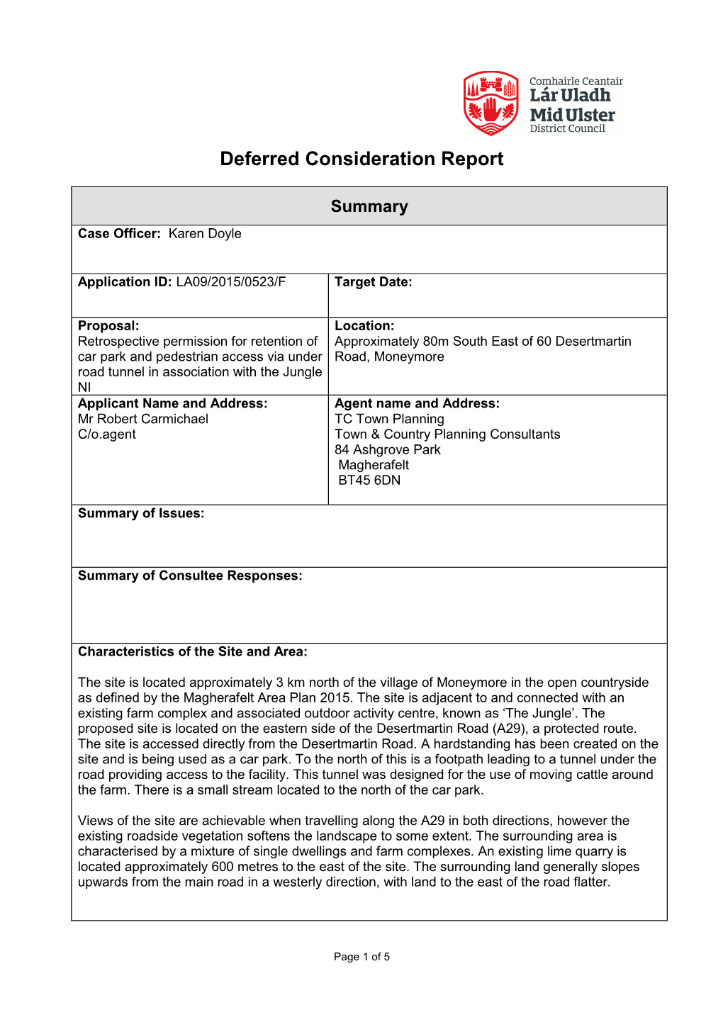 Deferred Consideration Report