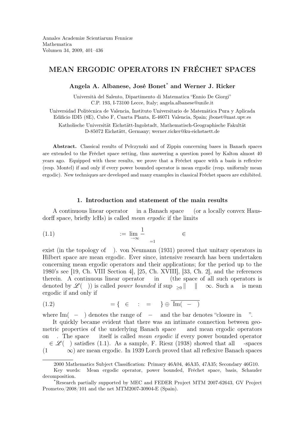 Mean Ergodic Operators in Fréchet Spaces