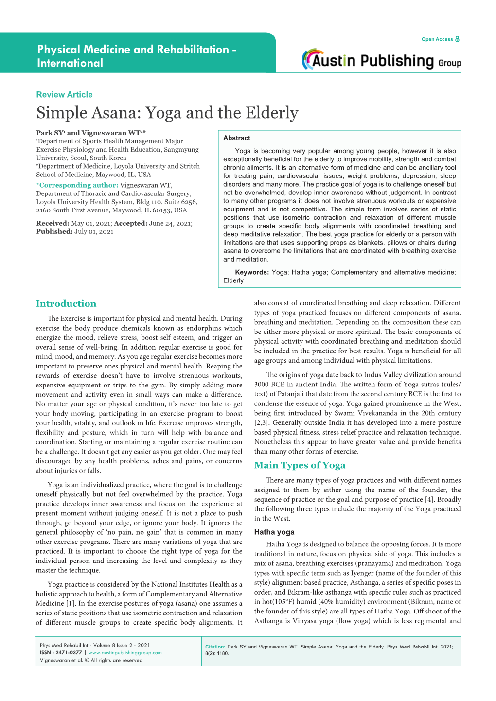 Simple Asana: Yoga and the Elderly