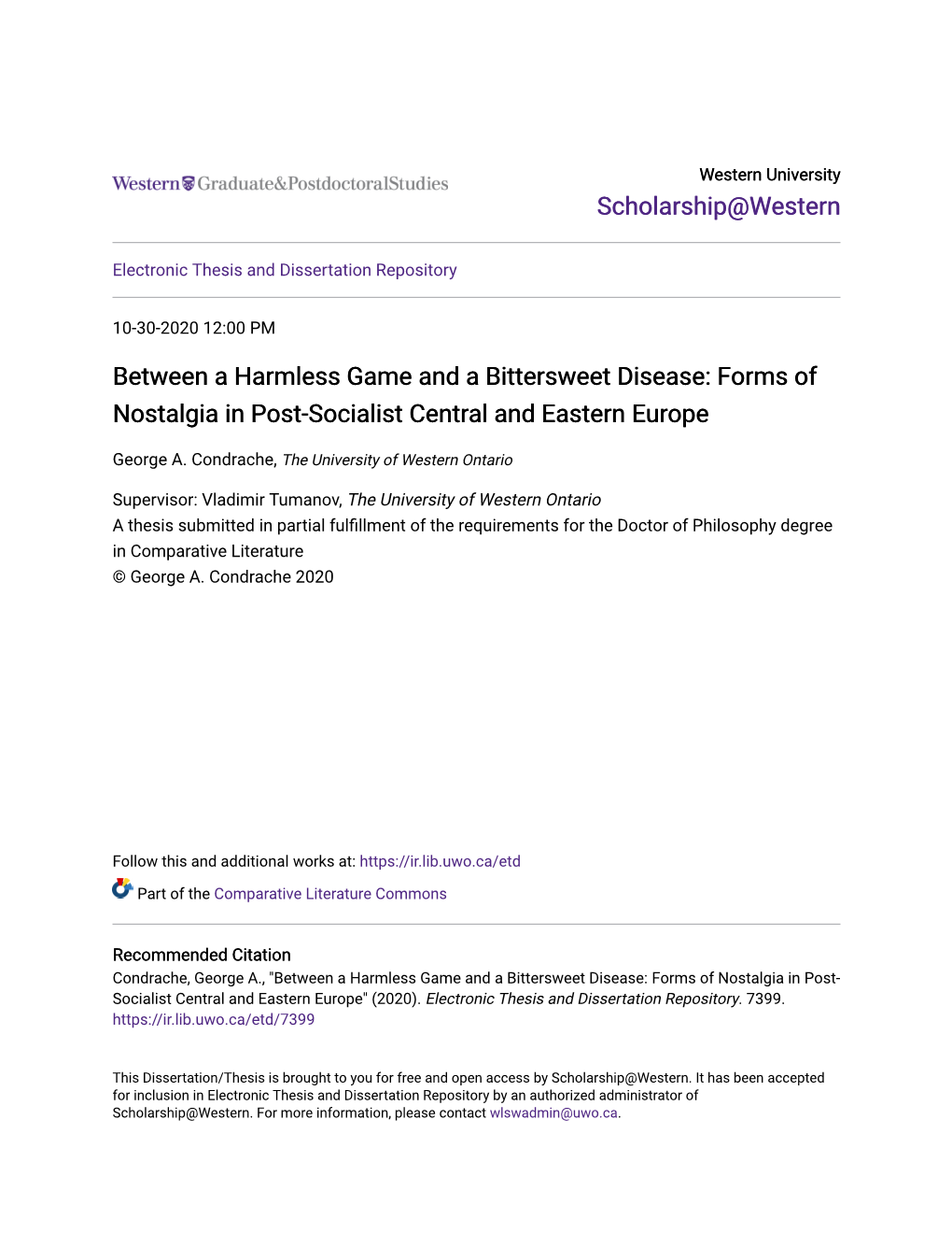 Between a Harmless Game and a Bittersweet Disease: Forms of Nostalgia in Post-Socialist Central and Eastern Europe