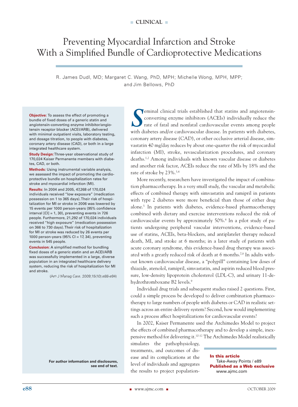 Preventing Myocardial Infarction and Stroke with a Simplified Bundle of Cardioprotective Medications