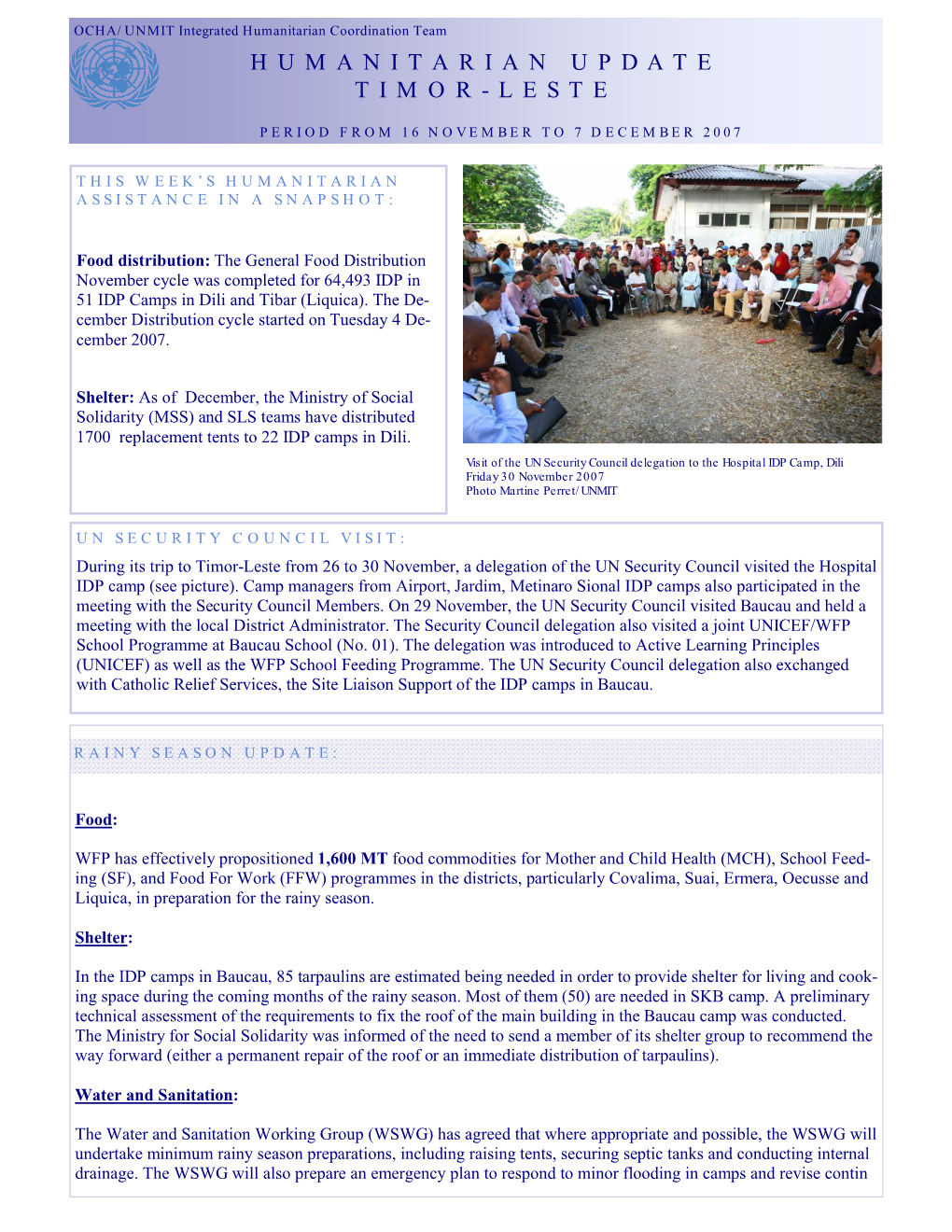 Humanitarian Update Timor-Leste