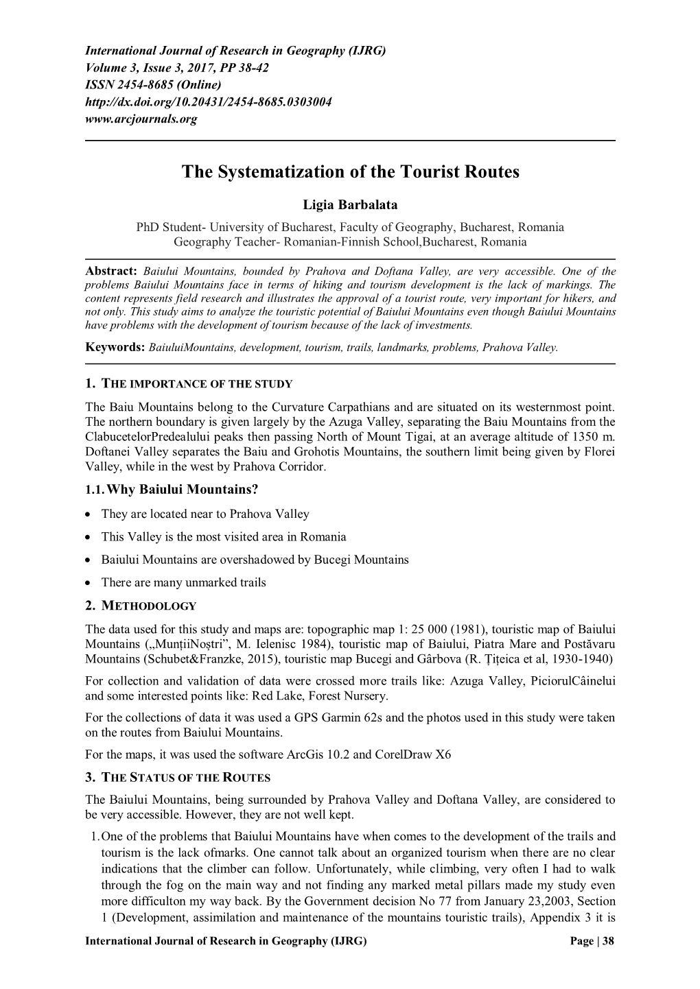 The Systematization of the Tourist Routes