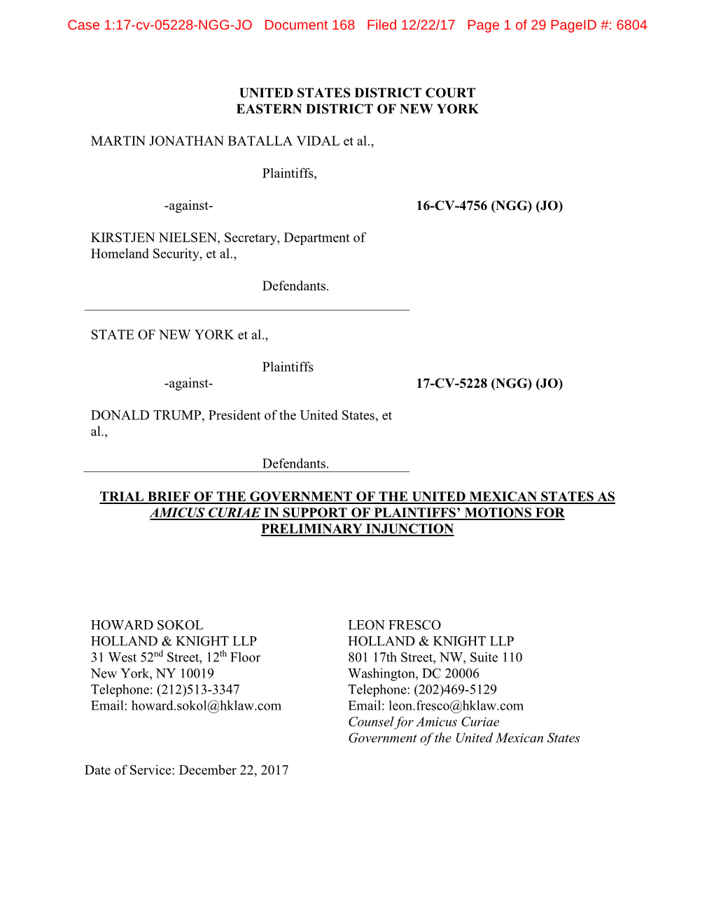 Case 1:17-Cv-05228-NGG-JO Document 168 Filed 12/22/17 Page 1 of 29 Pageid #: 6804