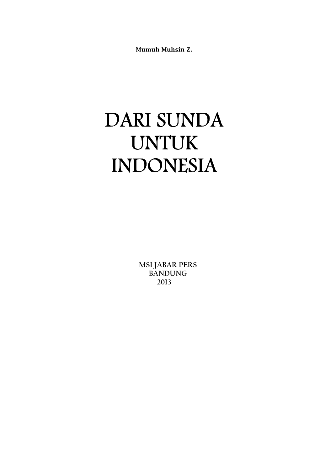 Dari Sunda Dari Sunda Untuk Indonesia