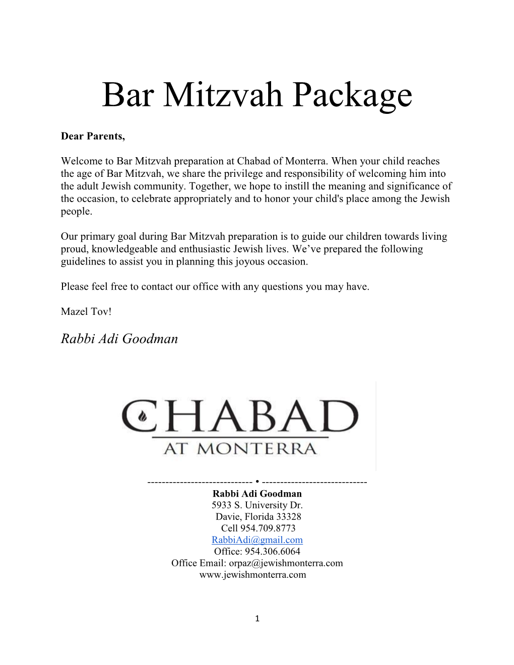 Bar Mitzvah Package