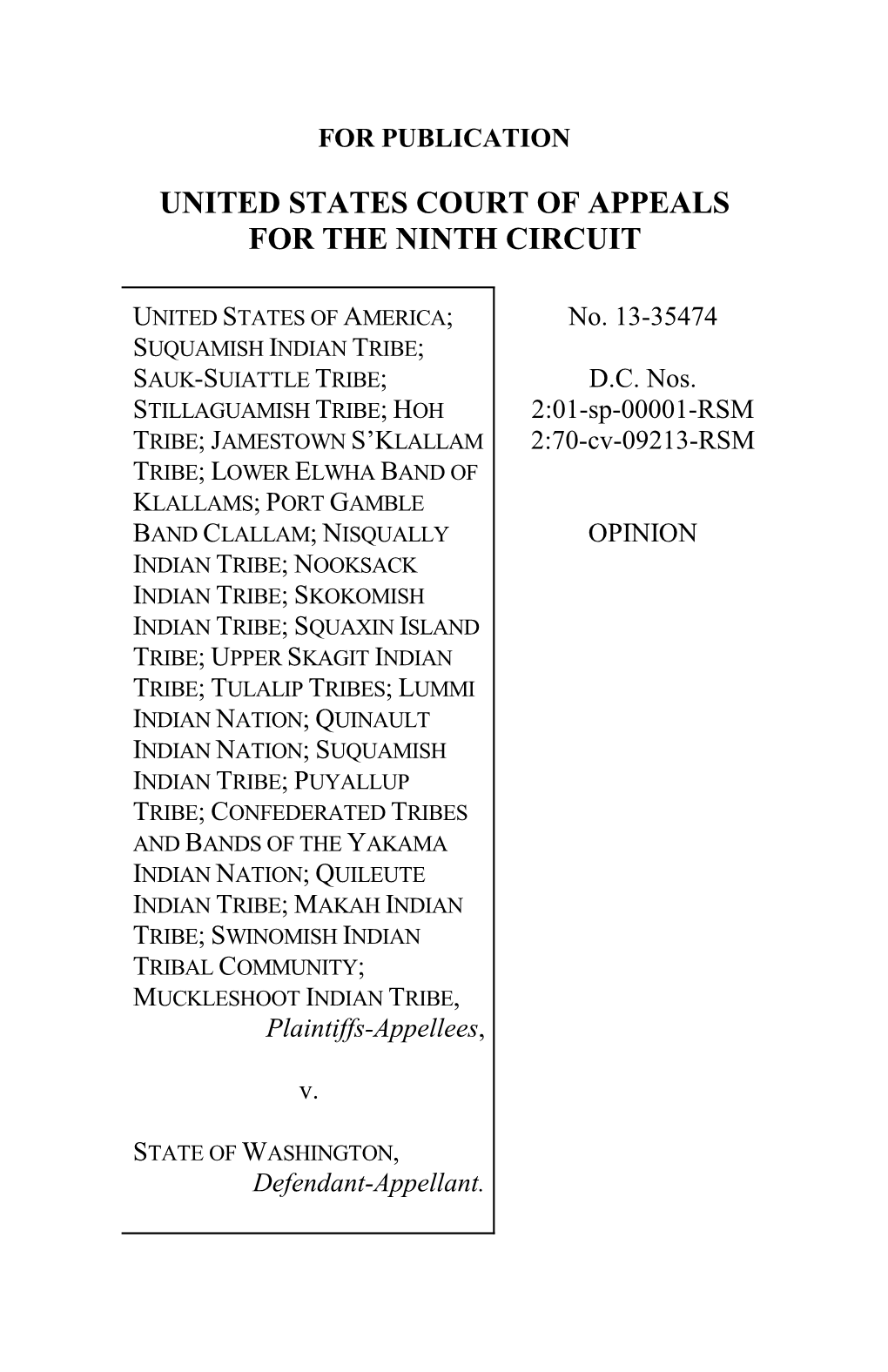 United States V. State of Washington, 384 F