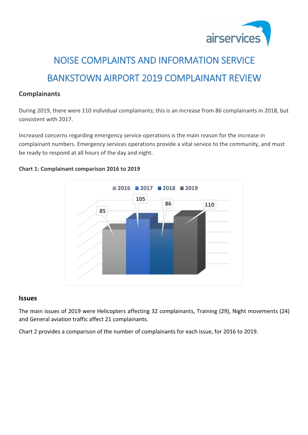 Noise Complaints and Information Service Bankstown Airport 2019 Complainant Review