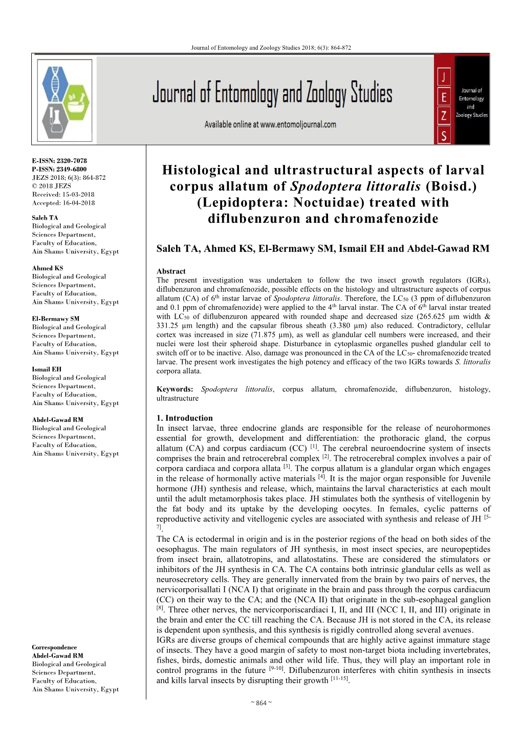 Histological and Ultrastructural Aspects of Larval Corpus Allatum Of