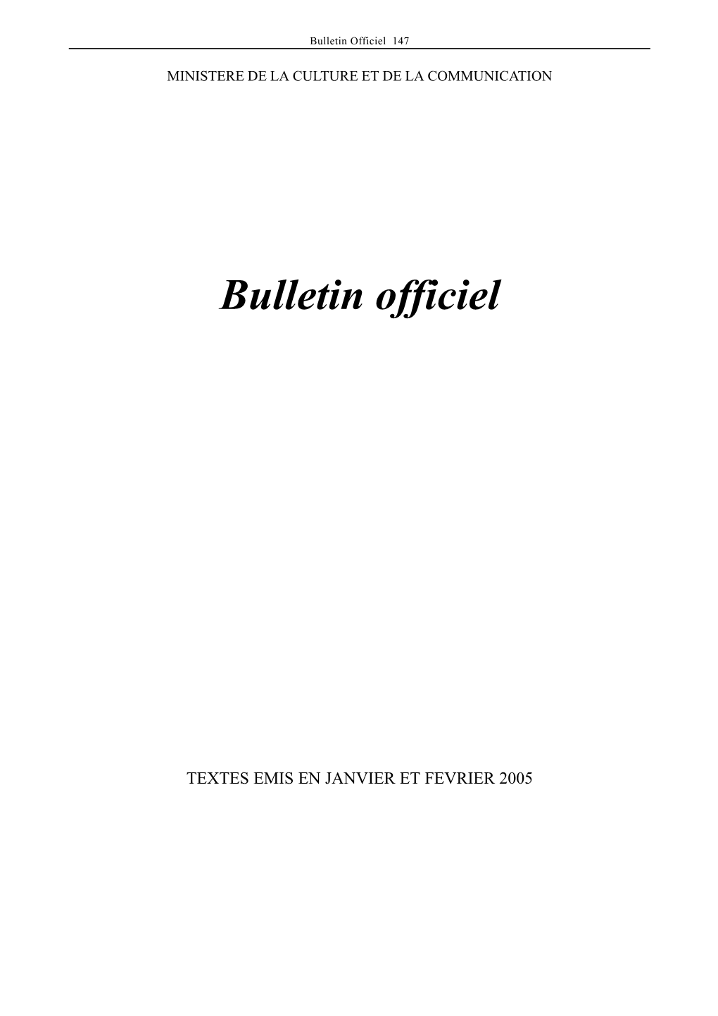 Bulletin Officiel 147