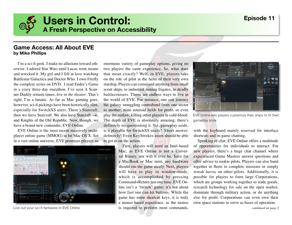 Users in Control: Episode 11 a Fresh Perspective on Accessibility