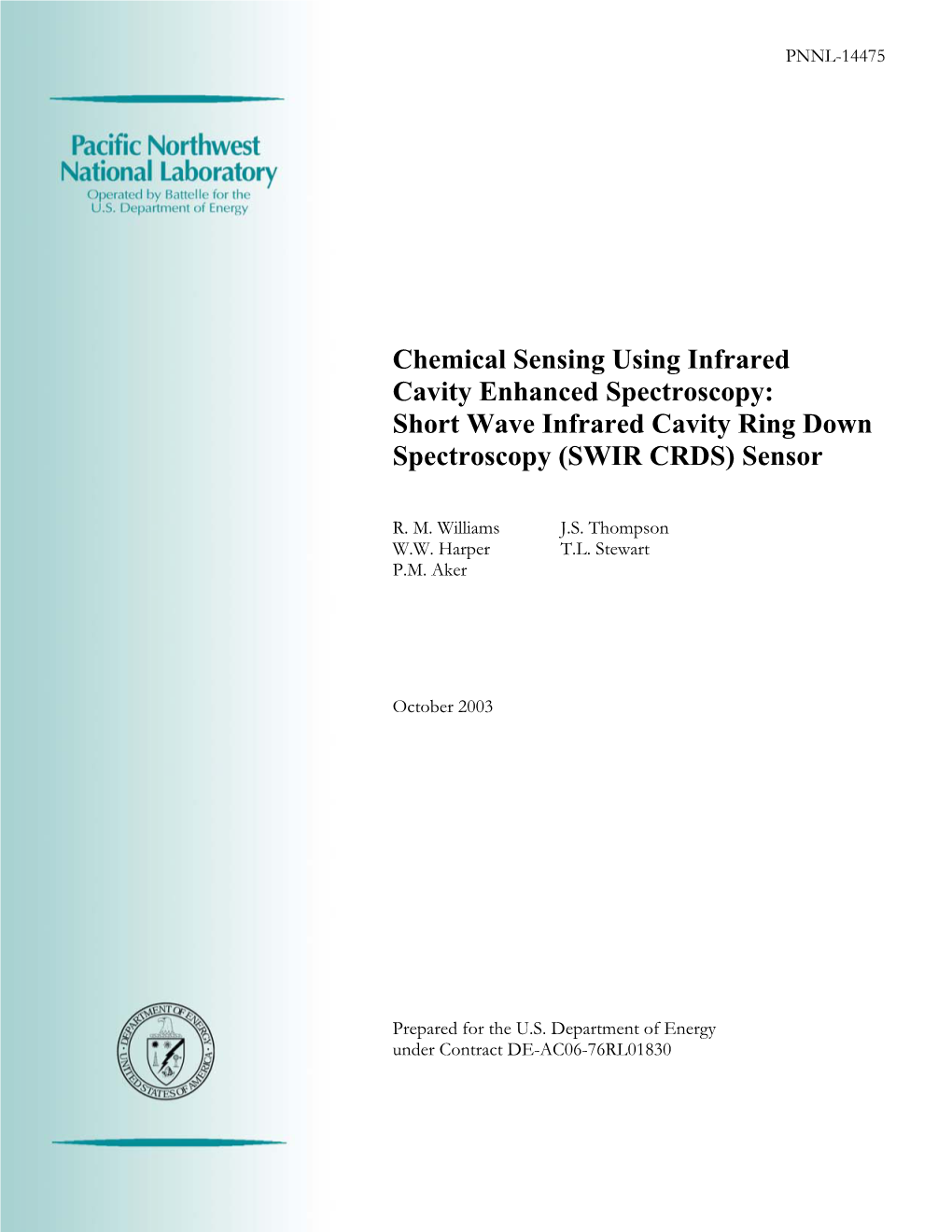 Short Wave Infrared Cavity Ring Down Spectroscopy (SWIR CRDS) Sensor